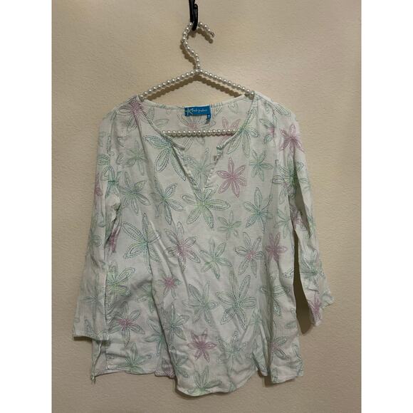 Fresh Produce Size Small Gauzy Blouse Cotton Floral Lightweight Long Sleeve Top - Picture 1 of 10